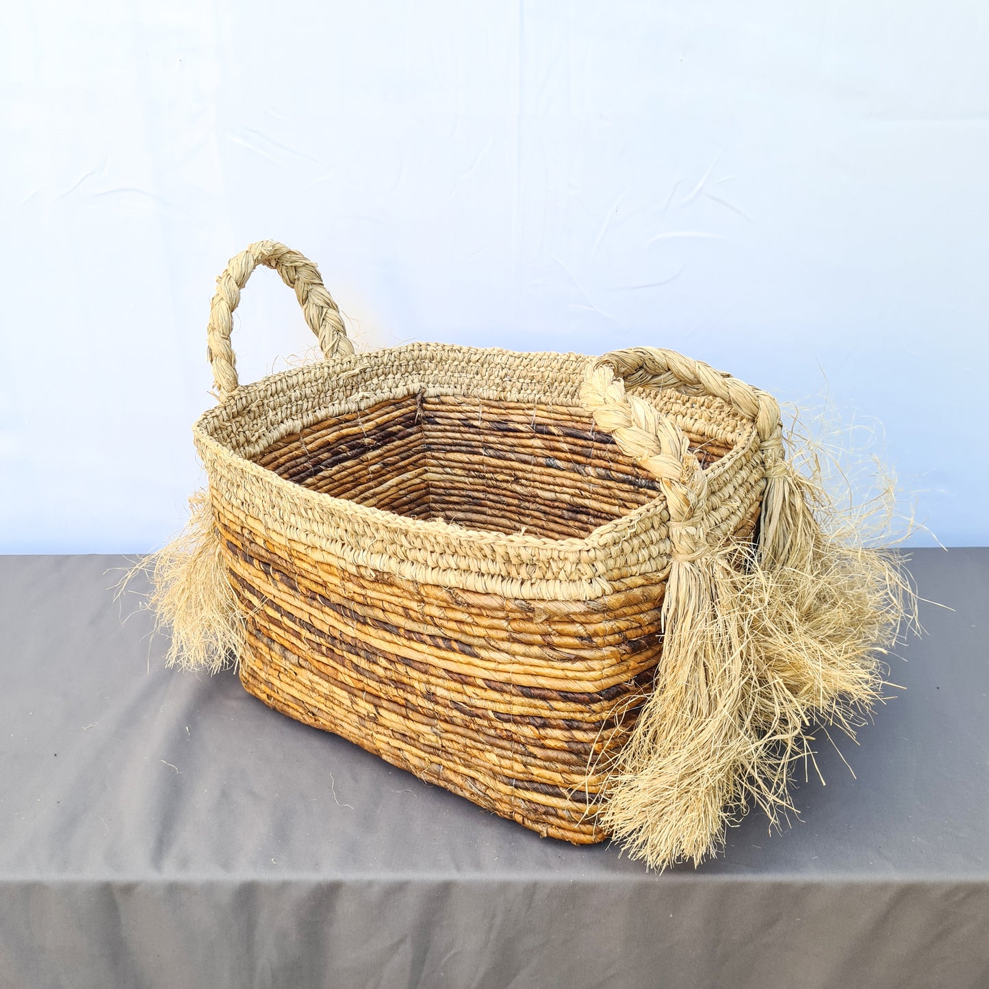 Eco wicker baskets from banana tree leaf hand made interior square decorative basket laundry kitchen items fruit place bread flower pot