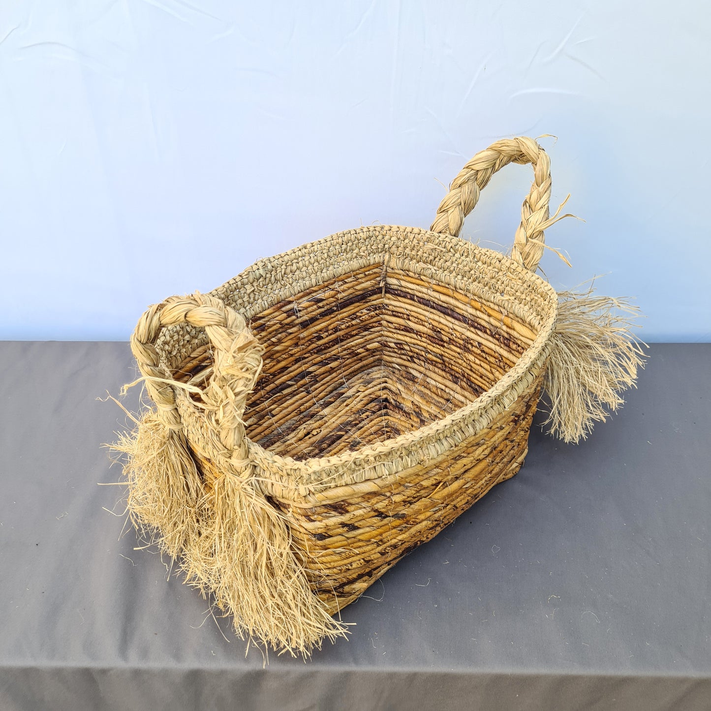 Eco wicker baskets from banana tree leaf hand made interior square decorative basket laundry kitchen items fruit place bread flower pot