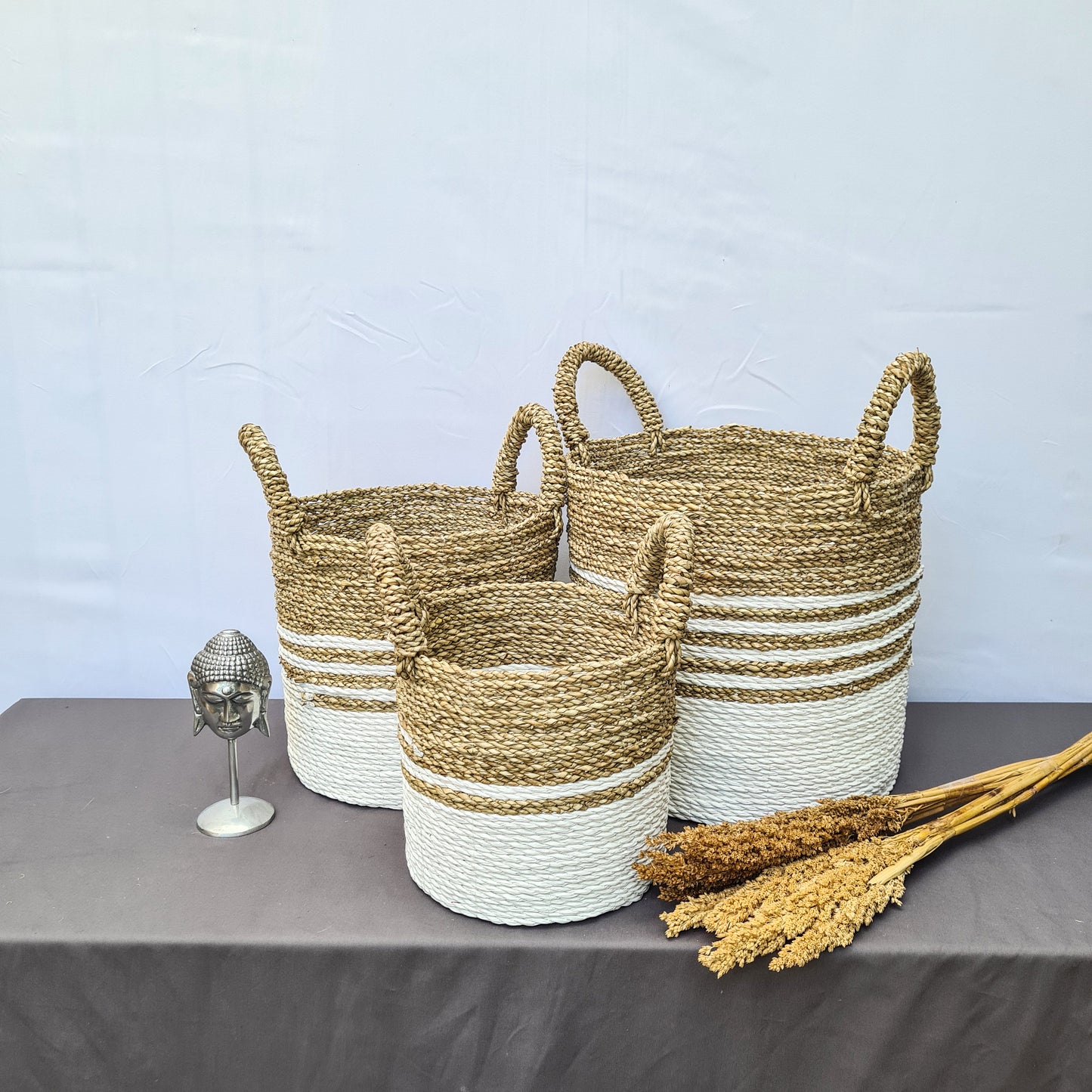 Eco wicker baskets from seagrass hand made interior square decorative basket laundry kitchen items fruit place bread flower pot