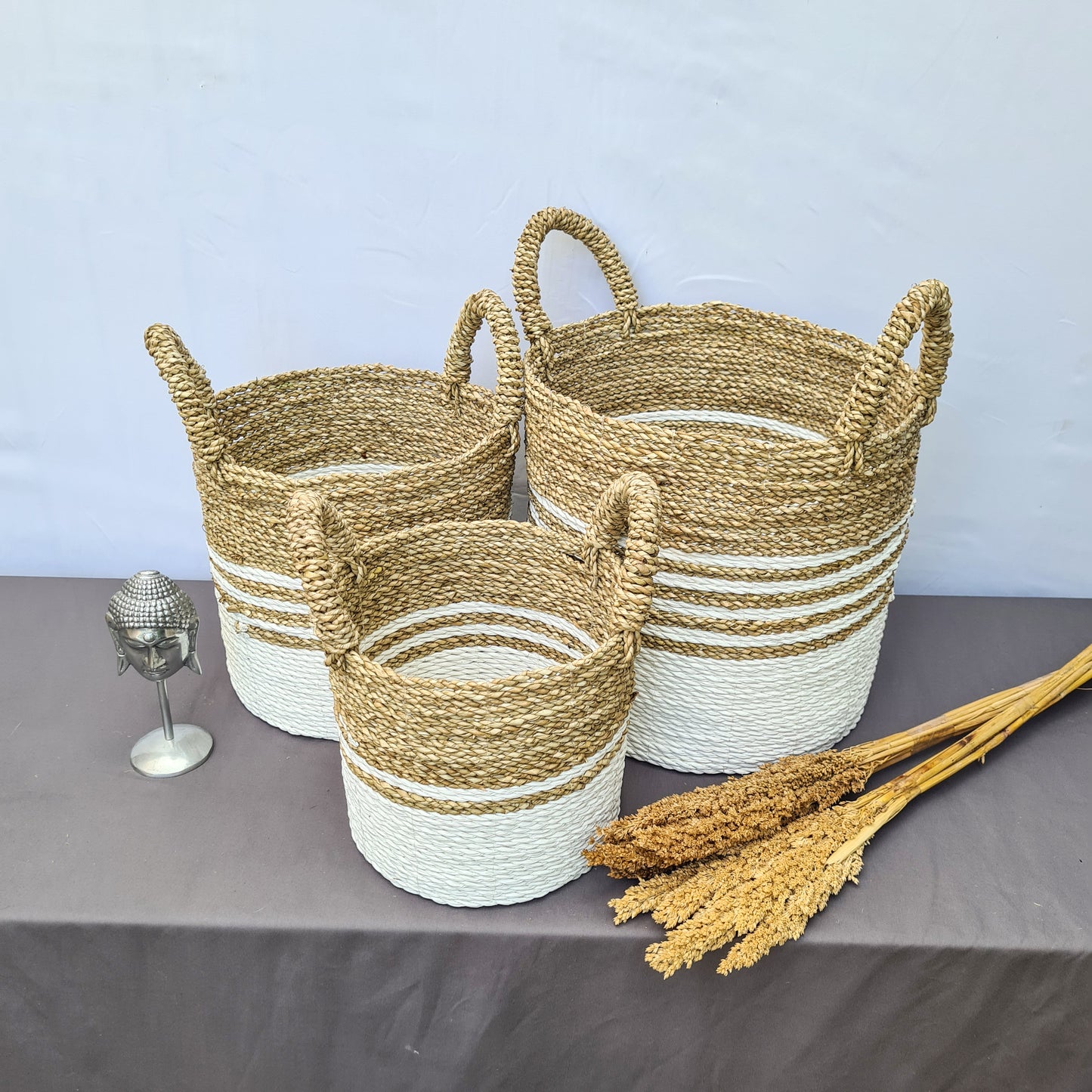 Eco wicker baskets from seagrass hand made interior square decorative basket laundry kitchen items fruit place bread flower pot