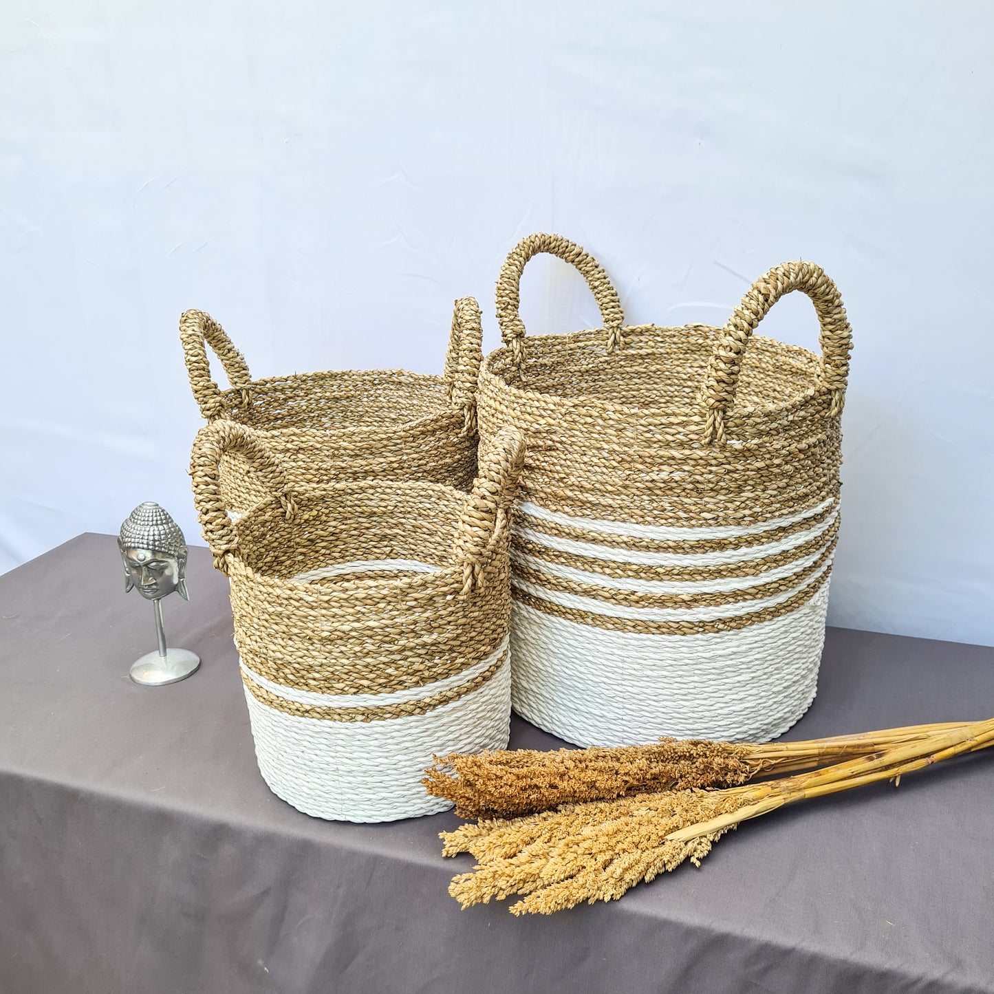Eco wicker baskets from seagrass hand made interior square decorative basket laundry kitchen items fruit place bread flower pot