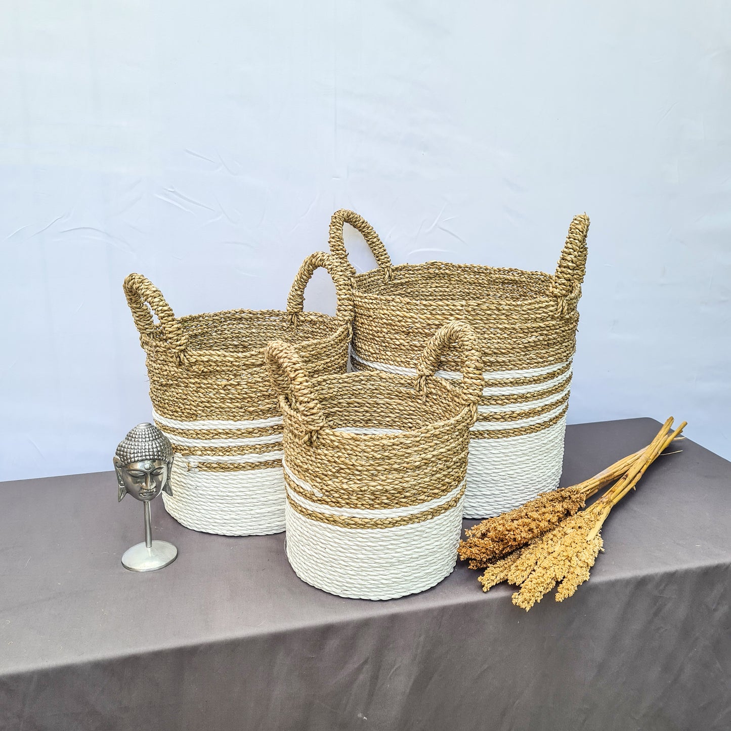 Eco wicker baskets from seagrass hand made interior square decorative basket laundry kitchen items fruit place bread flower pot