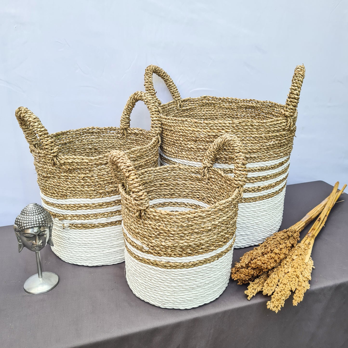 Eco wicker baskets from seagrass hand made interior square decorative basket laundry kitchen items fruit place bread flower pot