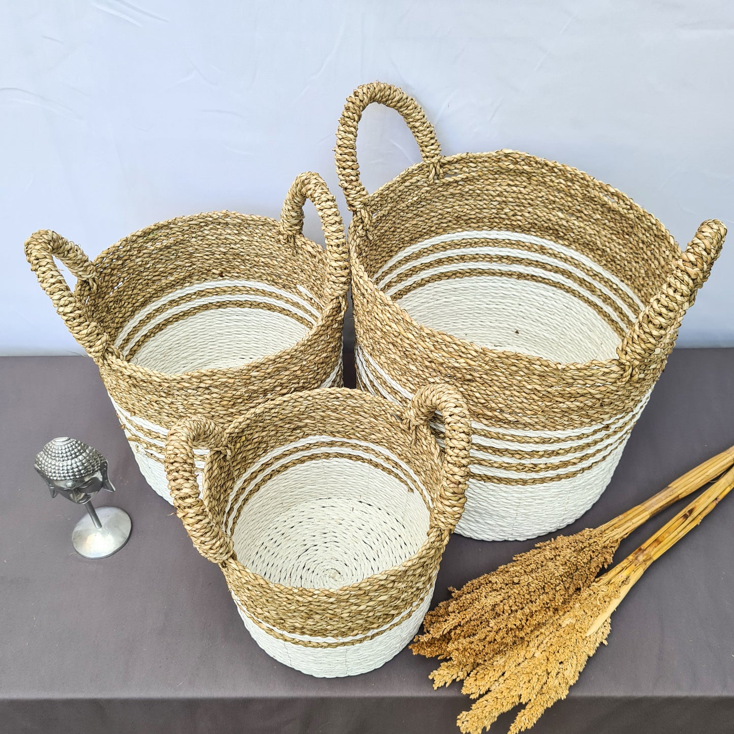 Eco wicker baskets from seagrass hand made interior square decorative basket laundry kitchen items fruit place bread flower pot