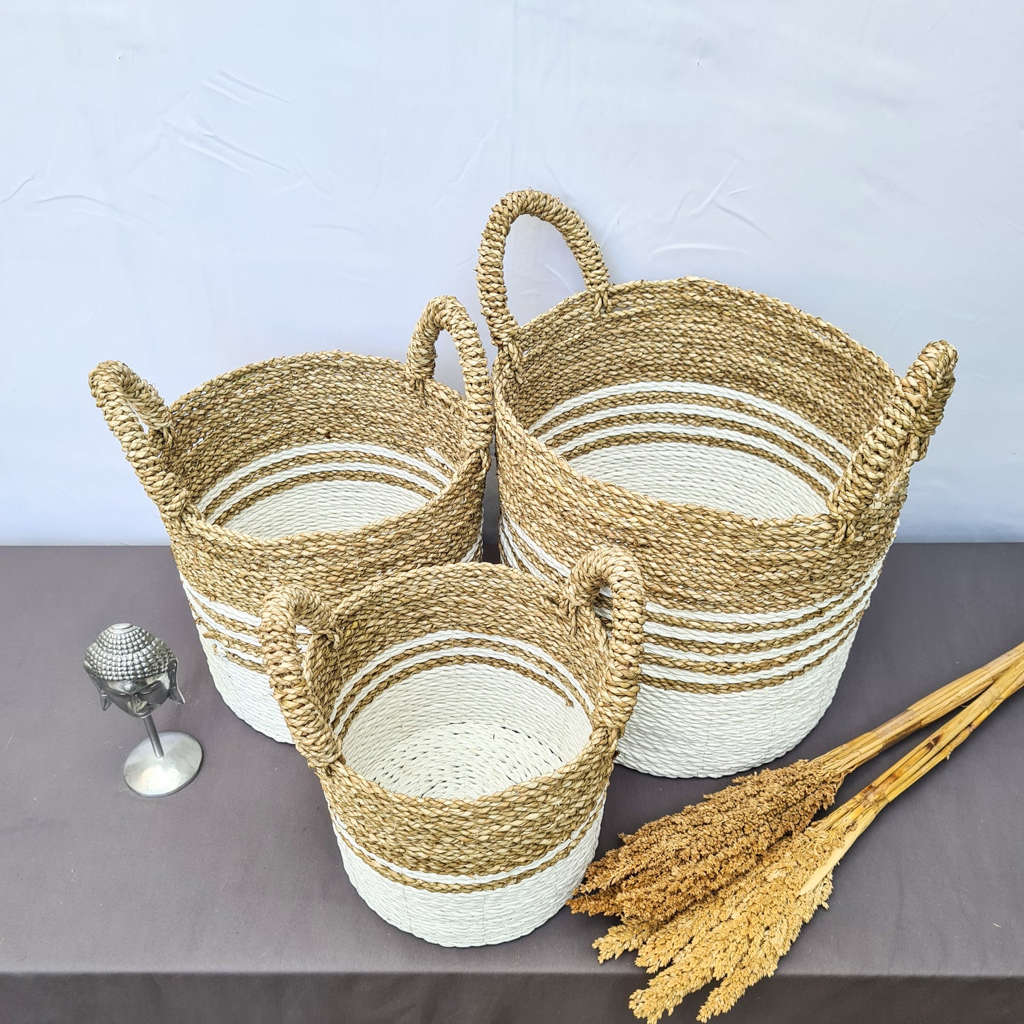 Eco wicker baskets from seagrass hand made interior square decorative basket laundry kitchen items fruit place bread flower pot