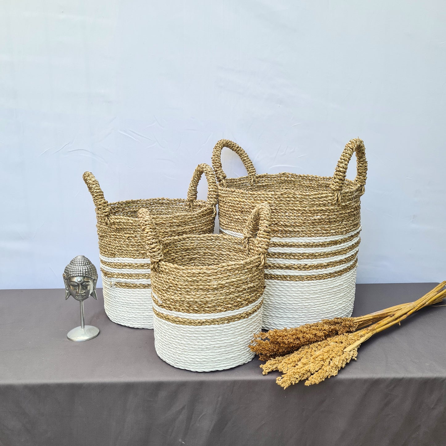 Eco wicker baskets from seagrass hand made interior square decorative basket laundry kitchen items fruit place bread flower pot
