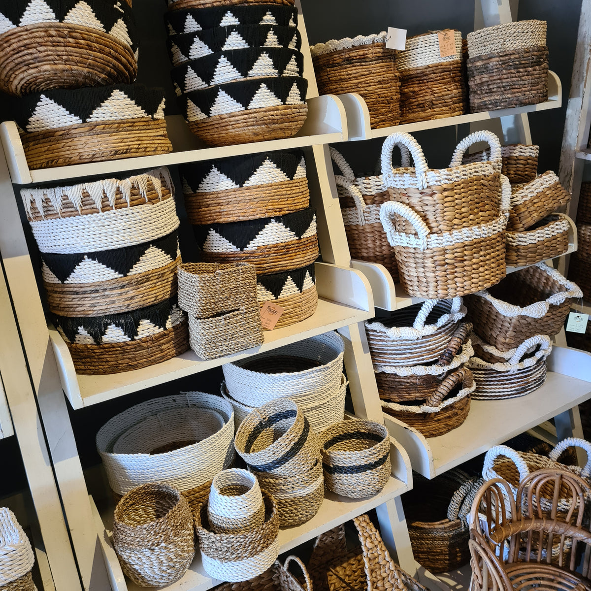 Basket set wicker from banana tree leaf seagrass and macrame hand made kitchen eco basket bread place fruit home decor flower pot