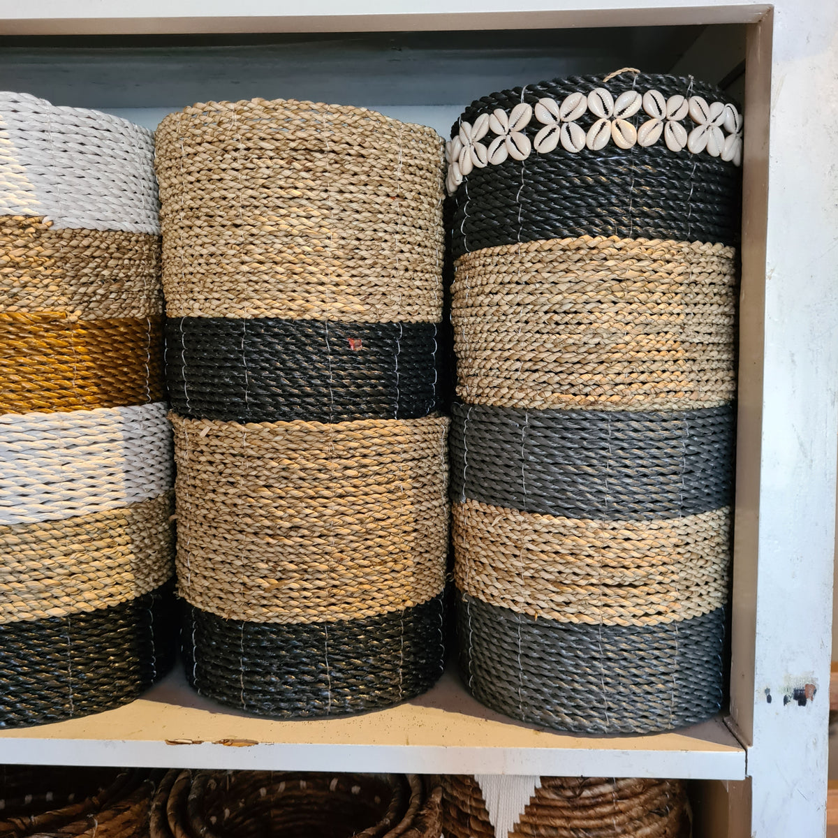 Basket set wicker from banana tree leaf seagrass and macrame hand made kitchen eco basket bread place fruit home decor flower pot