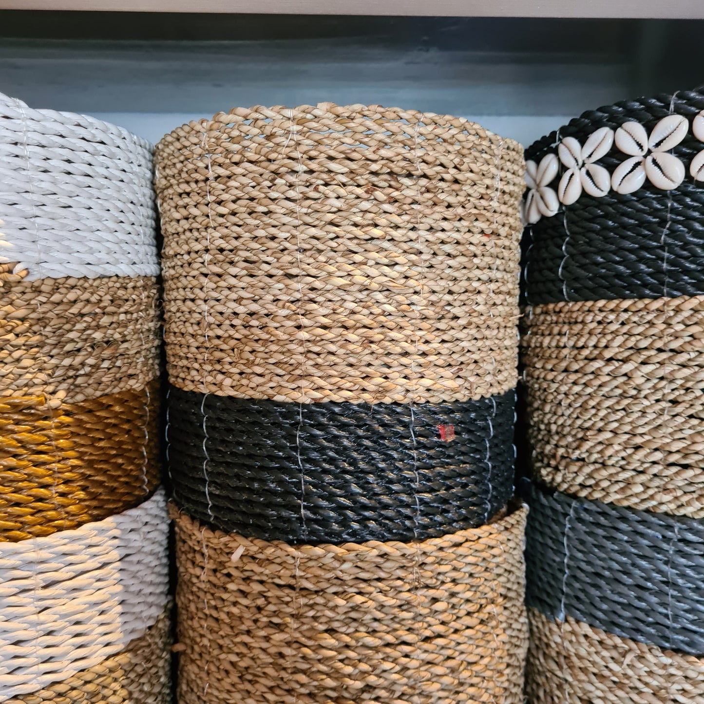 Basket set wicker from banana tree leaf seagrass and macrame hand made kitchen eco basket bread place fruit home decor flower pot