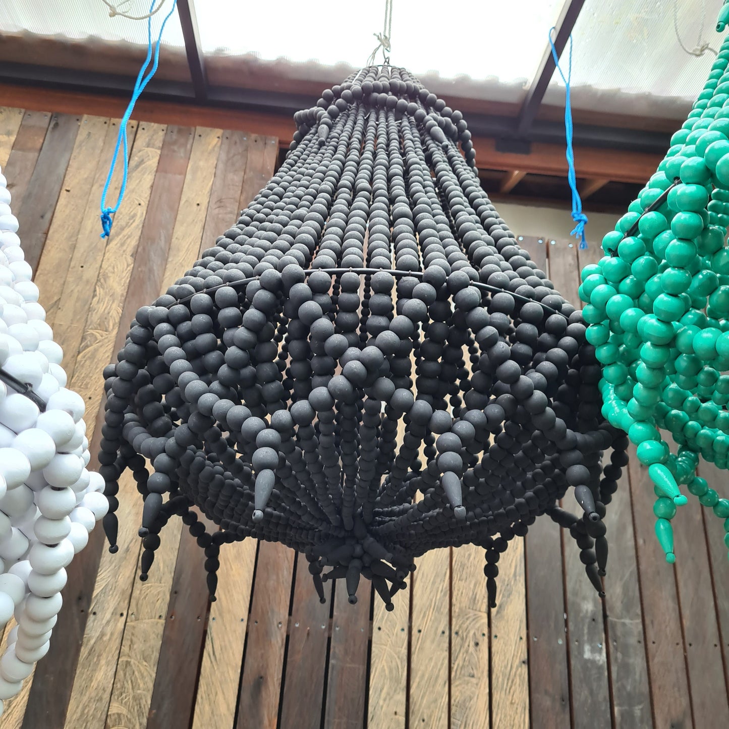 Beaded pendant lampshade white 50x70, beaded chandelier, wooden lampshade, wooden chandelier, pendant lampshade, pendant lamp