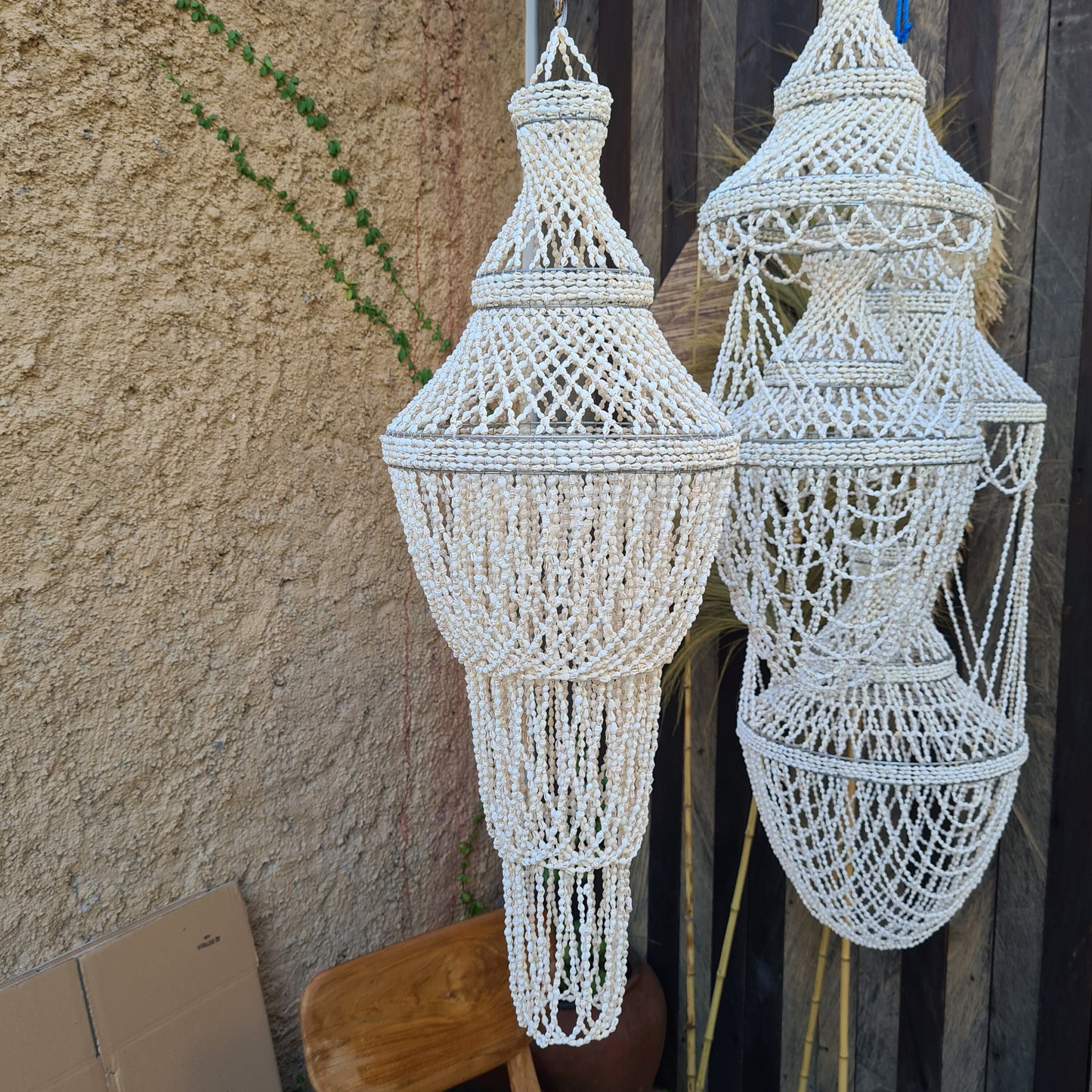 Sea shell lampshade Susun 30x90cm, sea shells lampshade, shell lamp shade, shell chandelier, sea shells decor