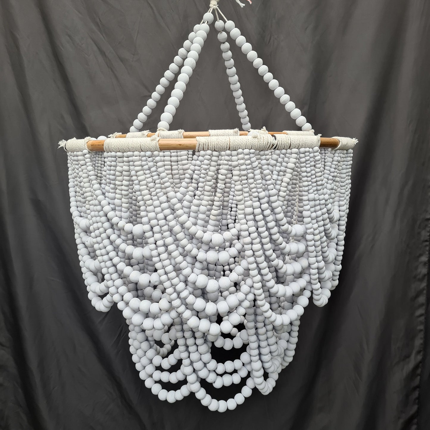 Beaded lampshade 60x70cm, wooden lampshade, wooden pendant lampshade, beads chandelier, wooden chandelier, beaded chandelier, wooden lamp