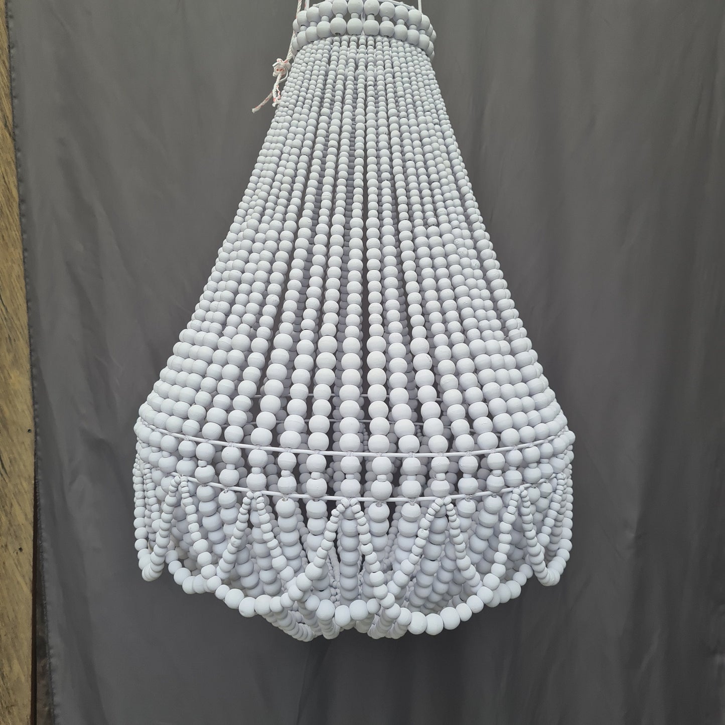 White beaded lampshade 60x90, 50x75, wooden beads lampshade, beaded chandelier, white chandelier, white pendant chandelier pendant lampshade