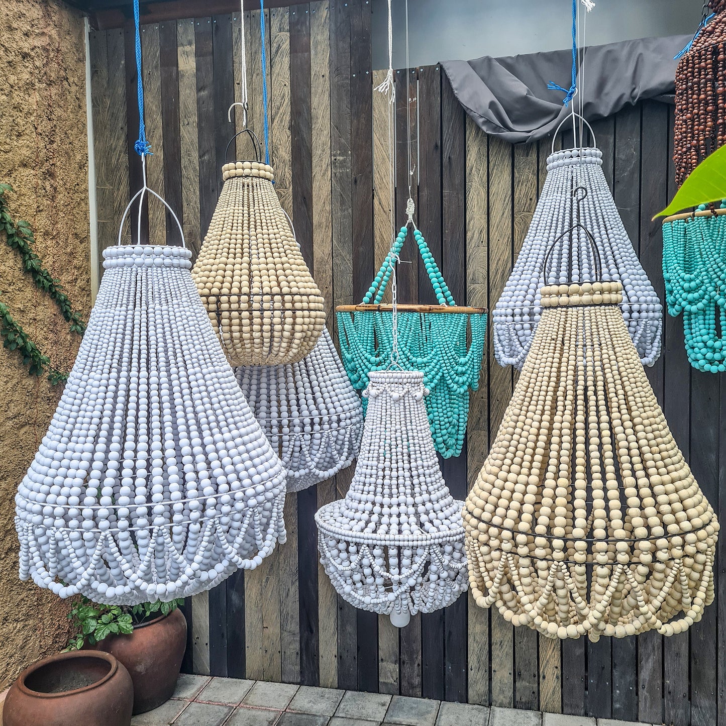 Beaded lampshade, wooden lampshade, pendant lampshade, beads lampshade, beaded chandelier, wooden chandelier, wooden lamp, pendant lamp