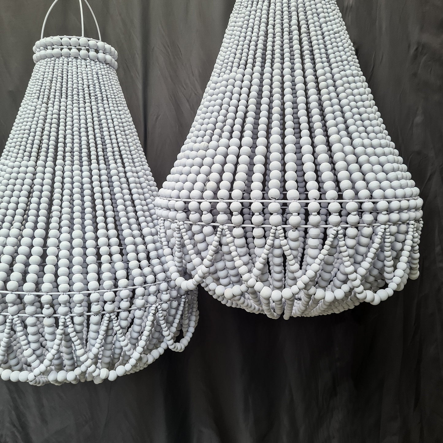 Wooden beaded lampshade 60x90, white lampshade, white chandelier beads lampshade beads chandelier wooden chandelier bohemian boho lampshade