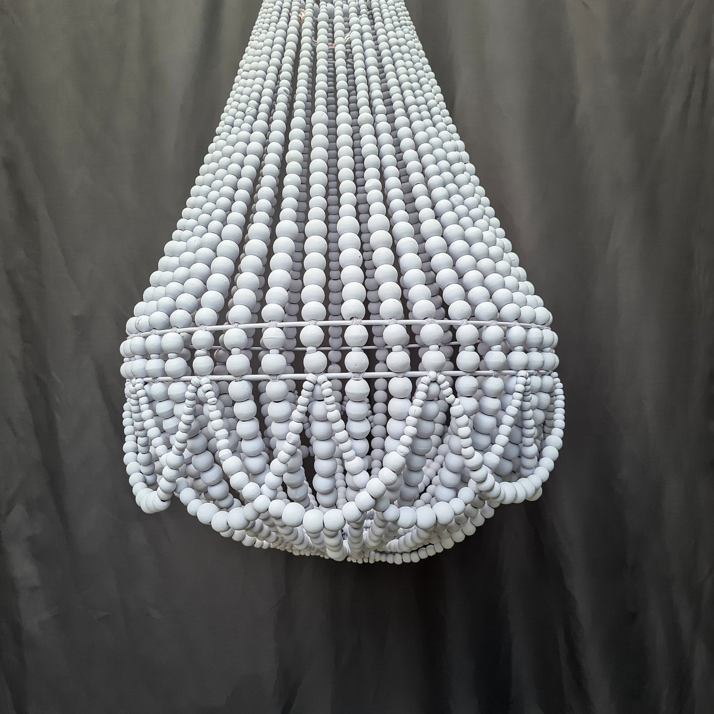 Wood beads lampshade 50x75 white color, white lampshade, beaded lampshade, beaded chandelier, wood chandelier beads chandelier, pendant lamp