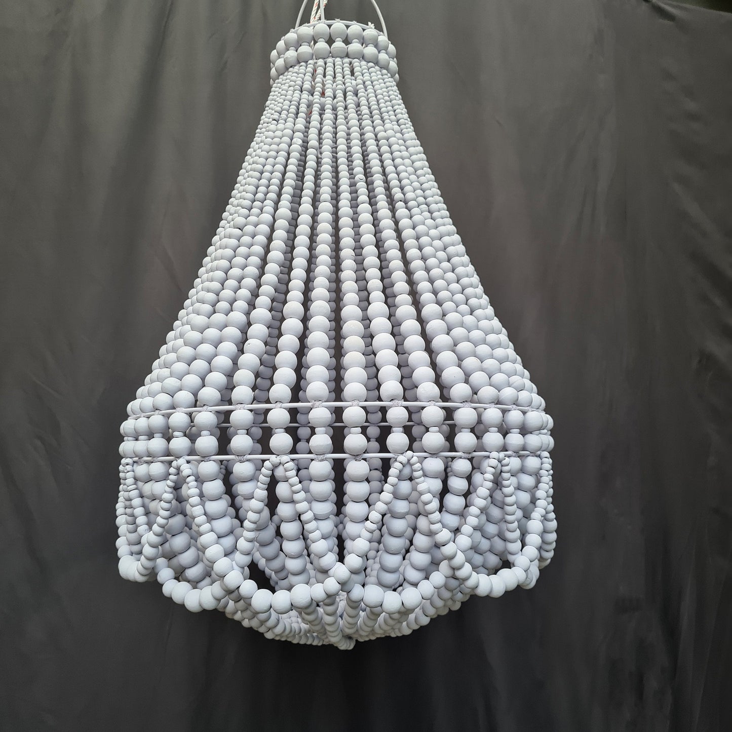 Wood beads lampshade 50x75 white color, white lampshade, beaded lampshade, beaded chandelier, wood chandelier beads chandelier, pendant lamp
