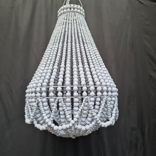 Wood beads lampshade 50x75 white color, white lampshade, beaded lampshade, beaded chandelier, wood chandelier beads chandelier, pendant lamp