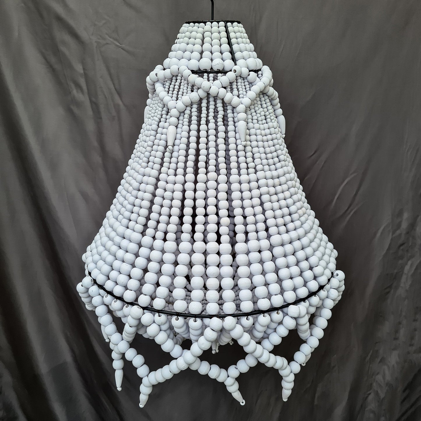 Wood beads lampshade 50x70, white lampshade, beaded pendant lampshade, bohemian chandelier, wooden chandelier, beaded chandelier, boho lamp