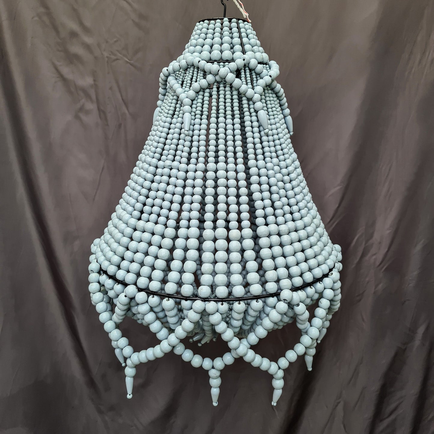 Wood beads lampshade 50x70 gray color, grey lampshade, beaded lampshade, beaded chandelier, wooden pendant lampshade, wooden chandelier boho