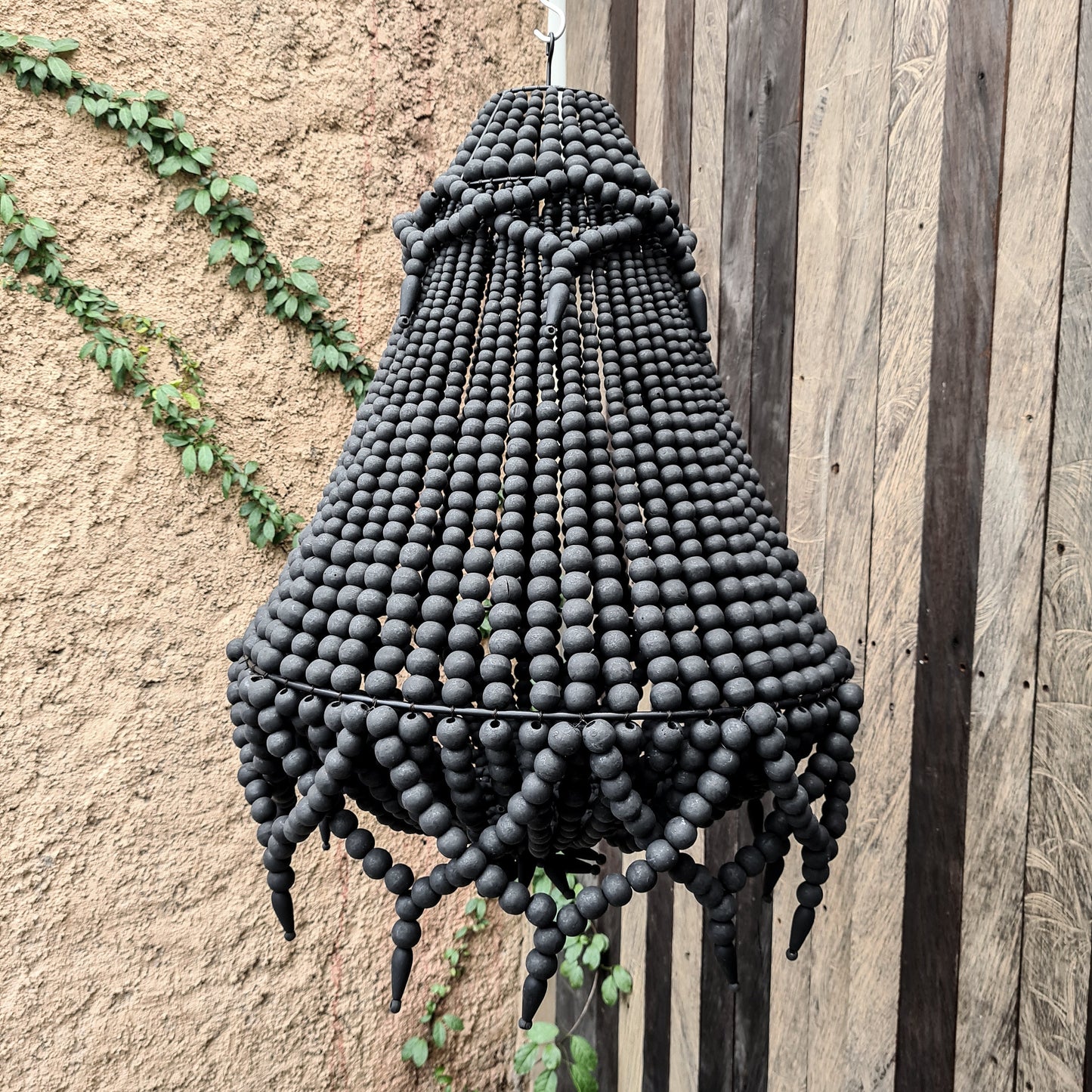 Beaded lampshade 50x70 black matte, wood beads lampshade, wooden lampshade, wooden chandelier beaded chandelier boho lamp pendant lampshade