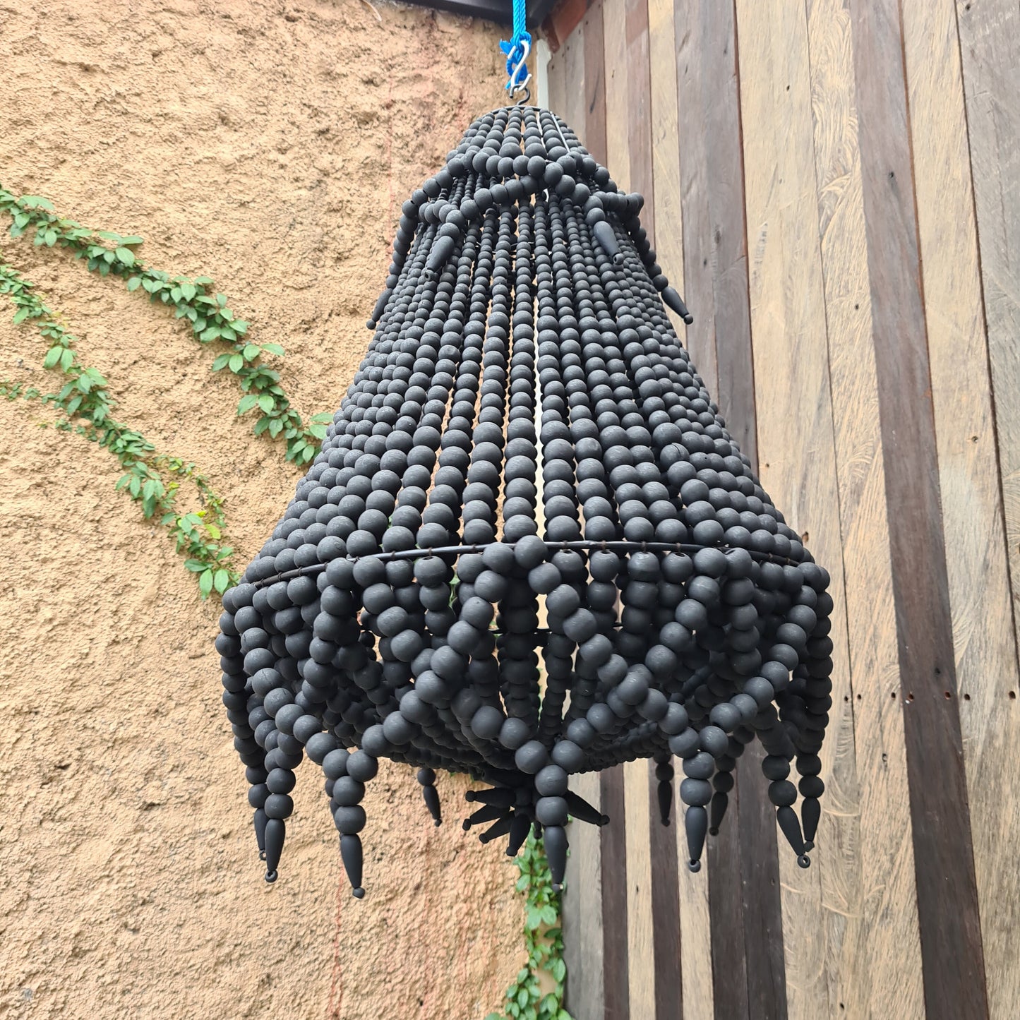 Wooden beads lampshade pendant beaded chandelier wooden lamp wood chandelier boho lamp restaurant lamp