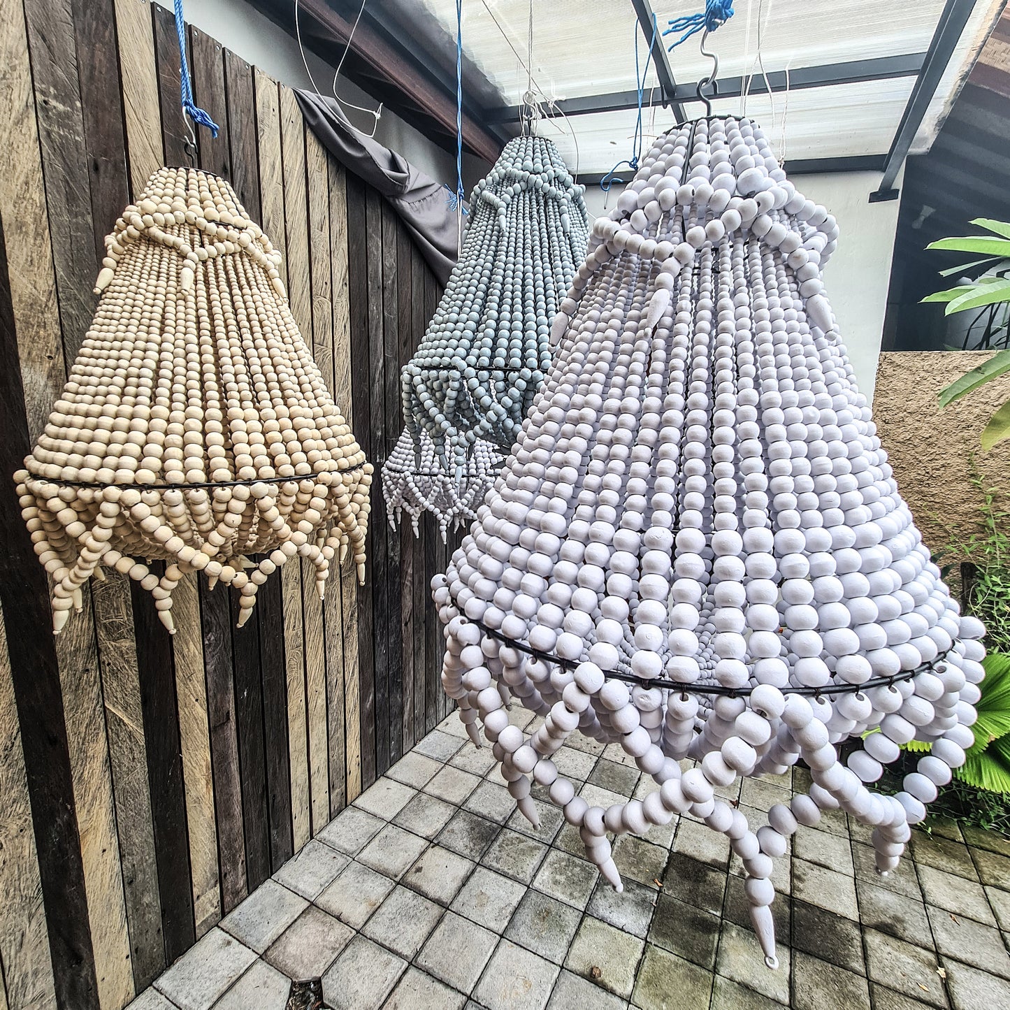 Wooden beads lampshade pendant beaded chandelier wooden lamp wood chandelier boho lamp restaurant lamp