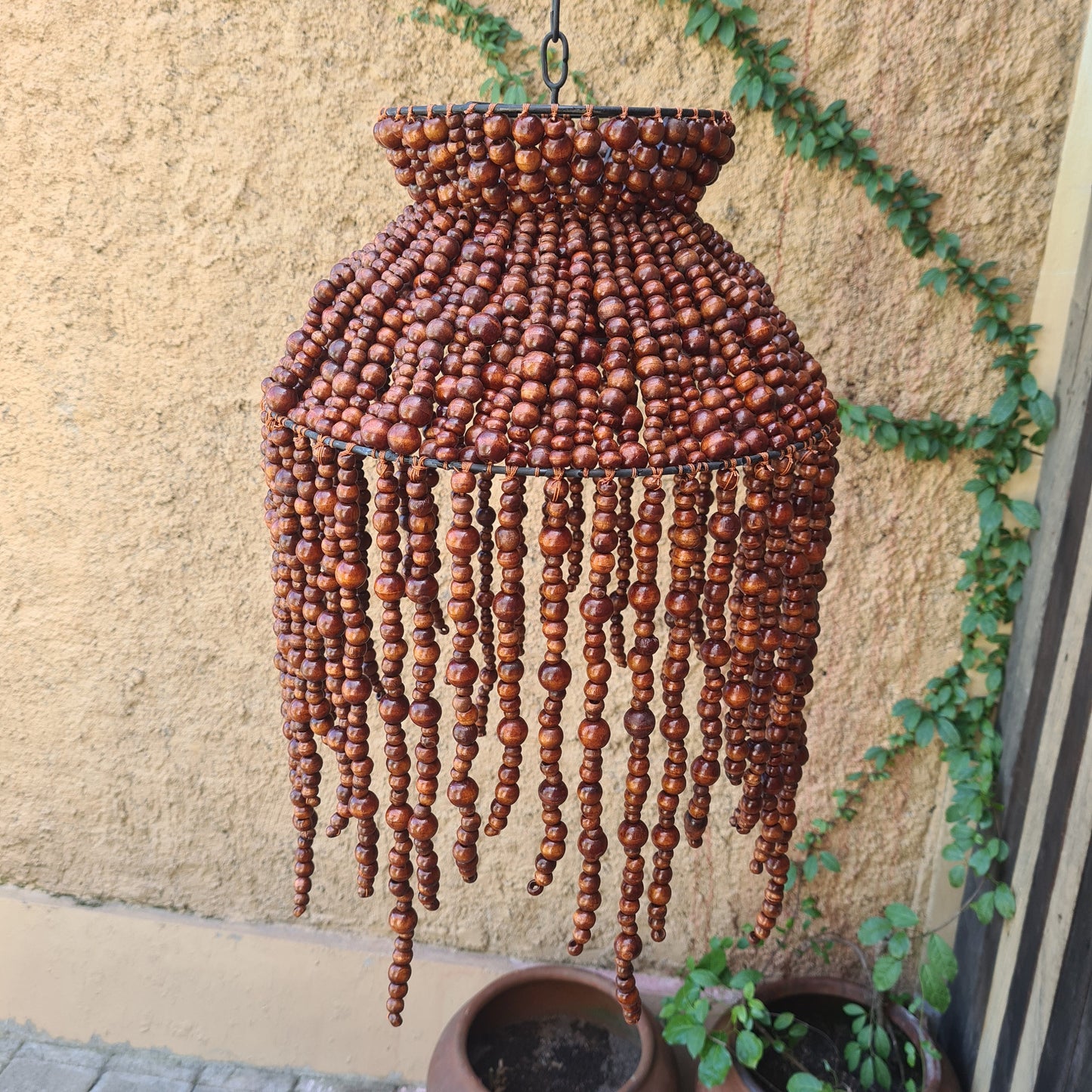 Beaded lampshade wood beads chandelier beaded pendant lamp shade wooden lamp boho bohemian