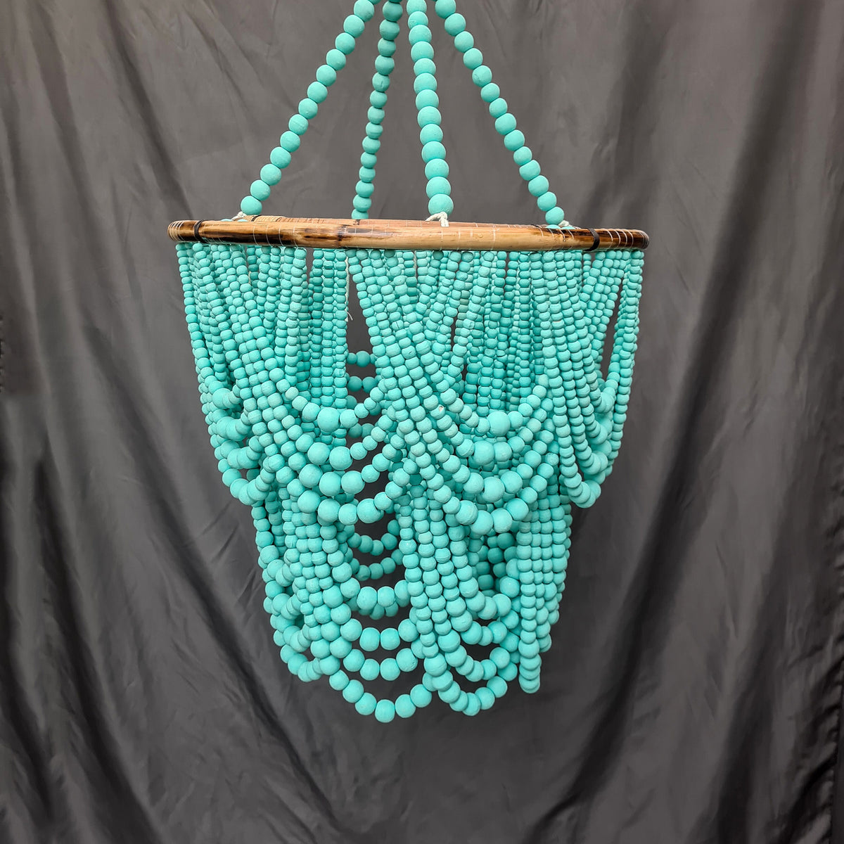 Beaded chandelier wooden lampshade beaded boho lamp bohemian style pendant lampshade wood beads decor