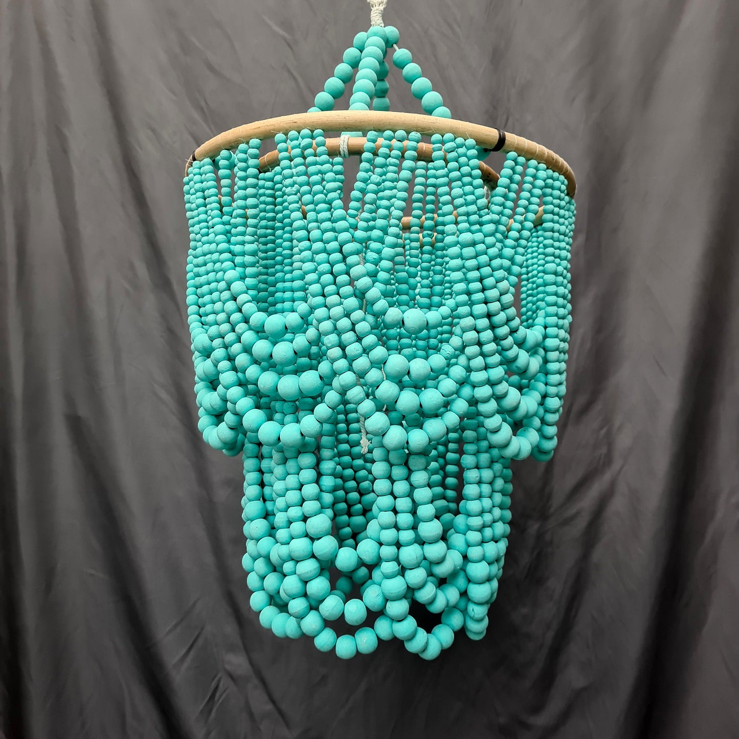Beaded chandelier wooden lampshade beaded boho lamp bohemian style pendant lampshade wood beads decor