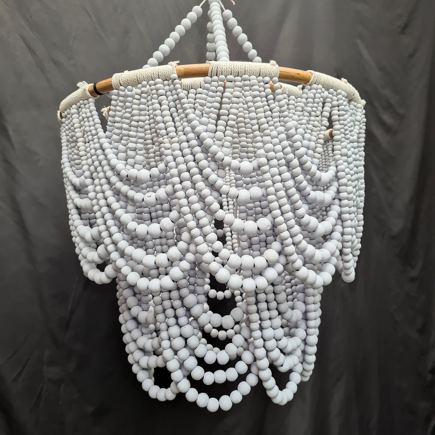 Beaded lampshade 60x70cm, wooden lampshade, wooden pendant lampshade, beads chandelier, wooden chandelier, beaded chandelier, wooden lamp