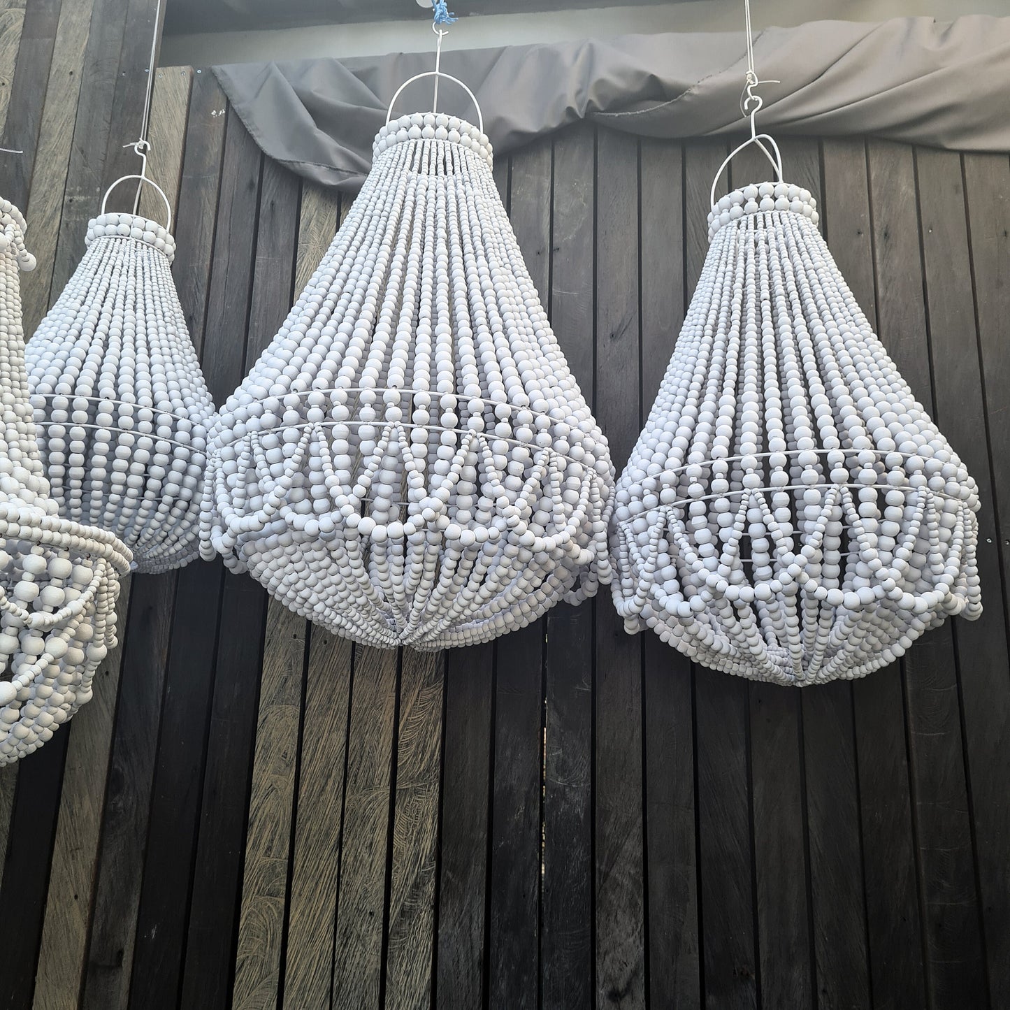 White beaded lampshade 60x90, 50x75, wooden beads lampshade, beaded chandelier, white chandelier, white pendant chandelier pendant lampshade