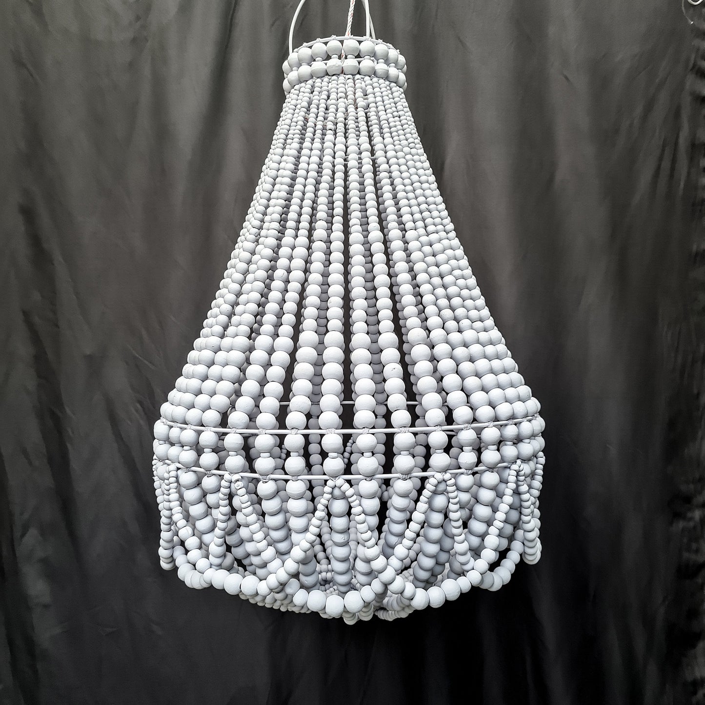 White beaded lampshade 60x90, 50x75, wooden beads lampshade, beaded chandelier, white chandelier, white pendant chandelier pendant lampshade