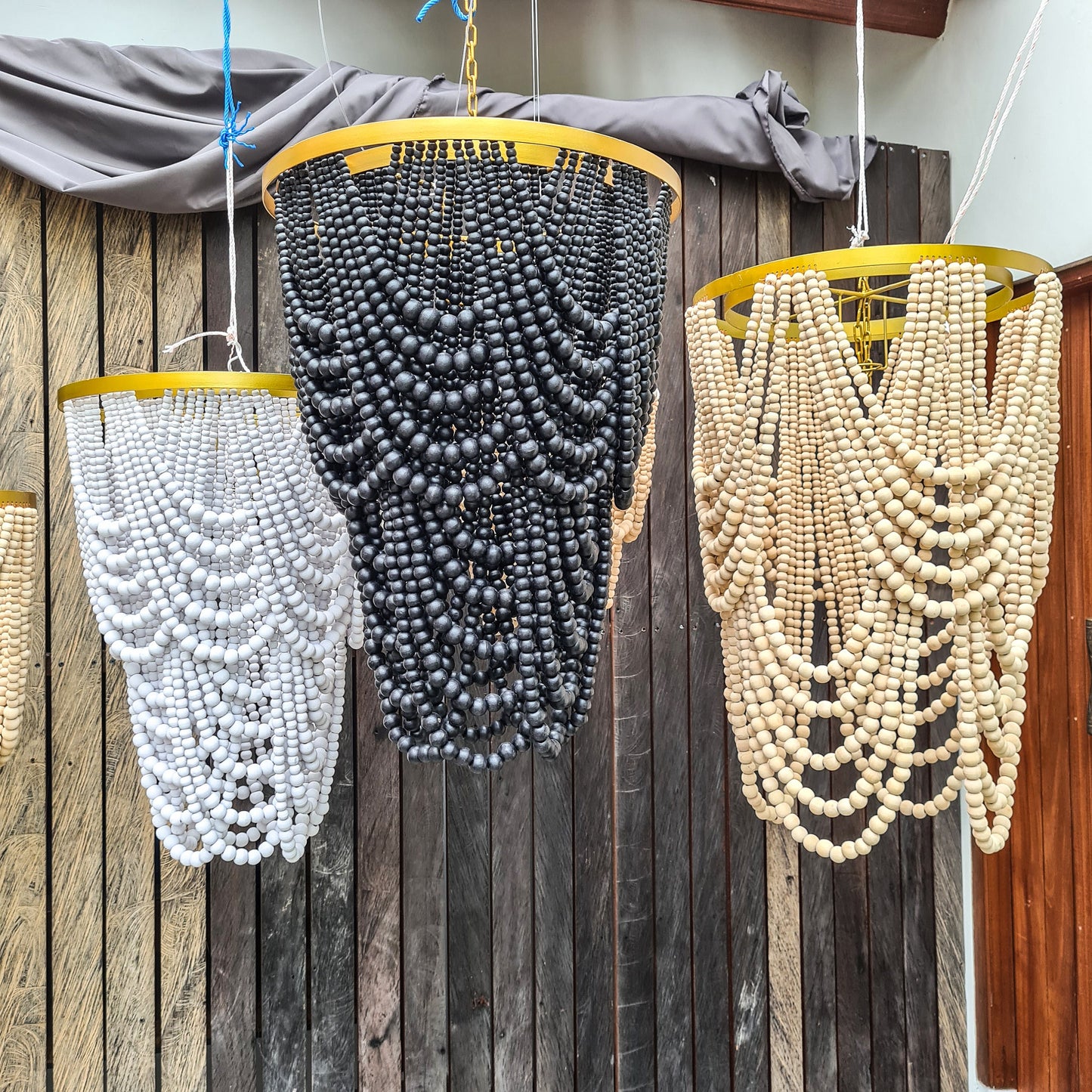 Beads chandelier pendant beaded lampshade wooden lamp shade bohemian chandelier wood beads lamp boho lampshade