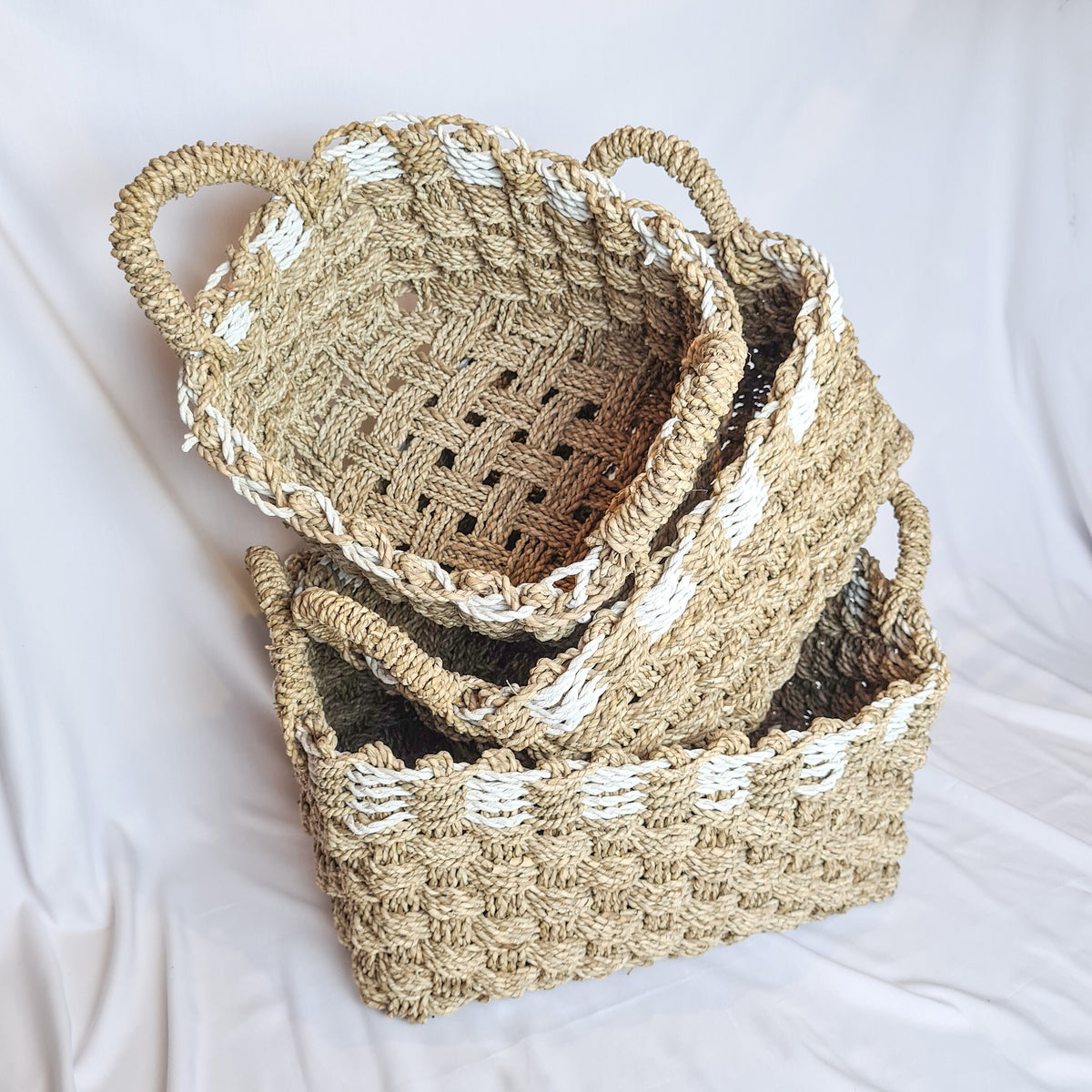 Basket laundry set 3, wicker baskets seagrass woven basket square basket interior items eco basket wicker box boxes