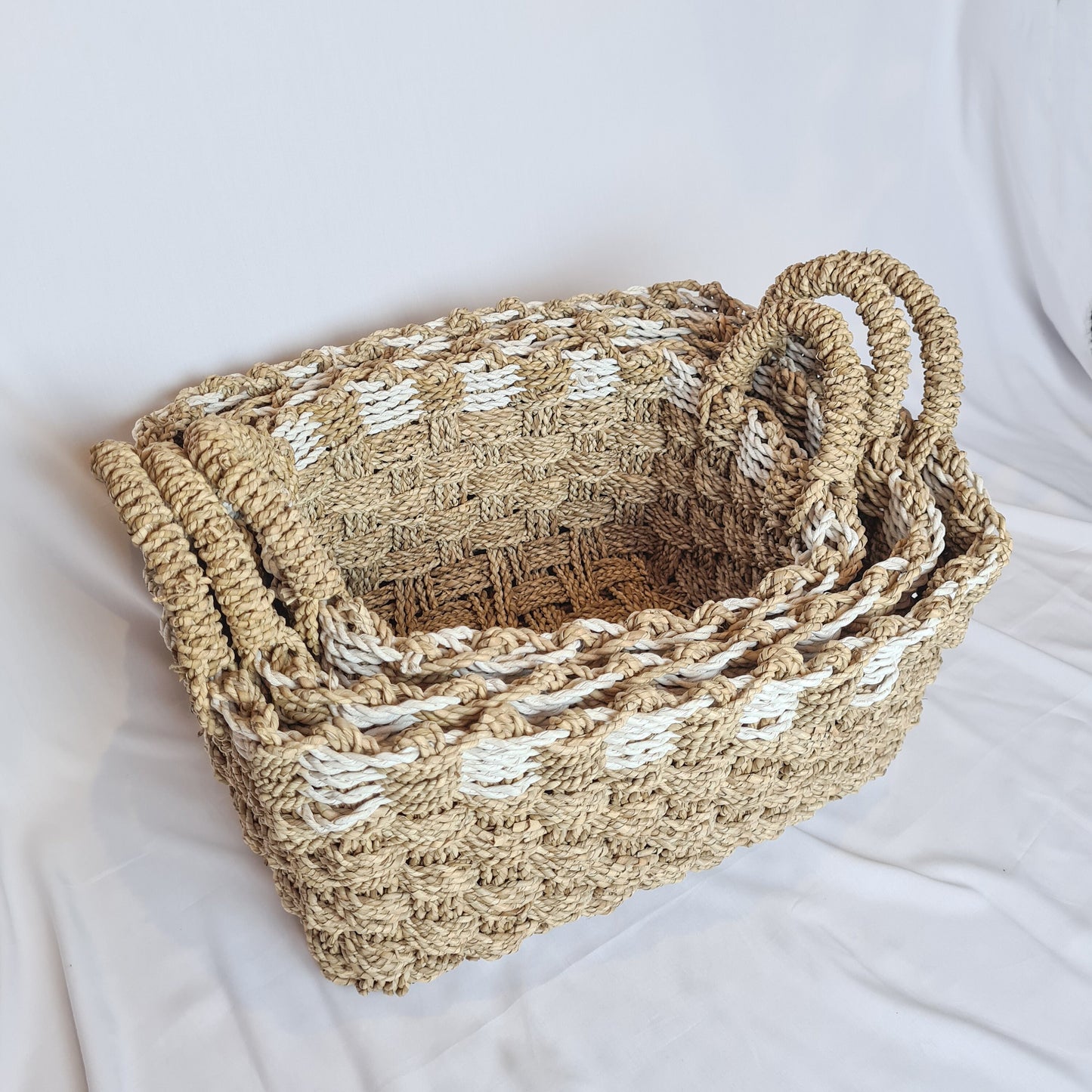 Basket laundry set 3, wicker baskets seagrass woven basket square basket interior items eco basket wicker box boxes