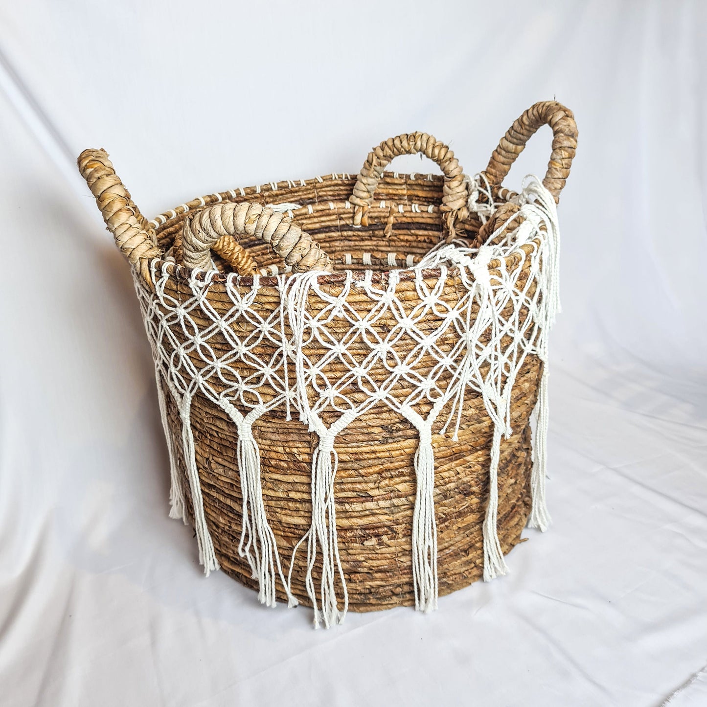 Wicker laundry baskets set 3, basket laundry woven basket woven boxes basket banana leaf macrame eco decor boho bohemian