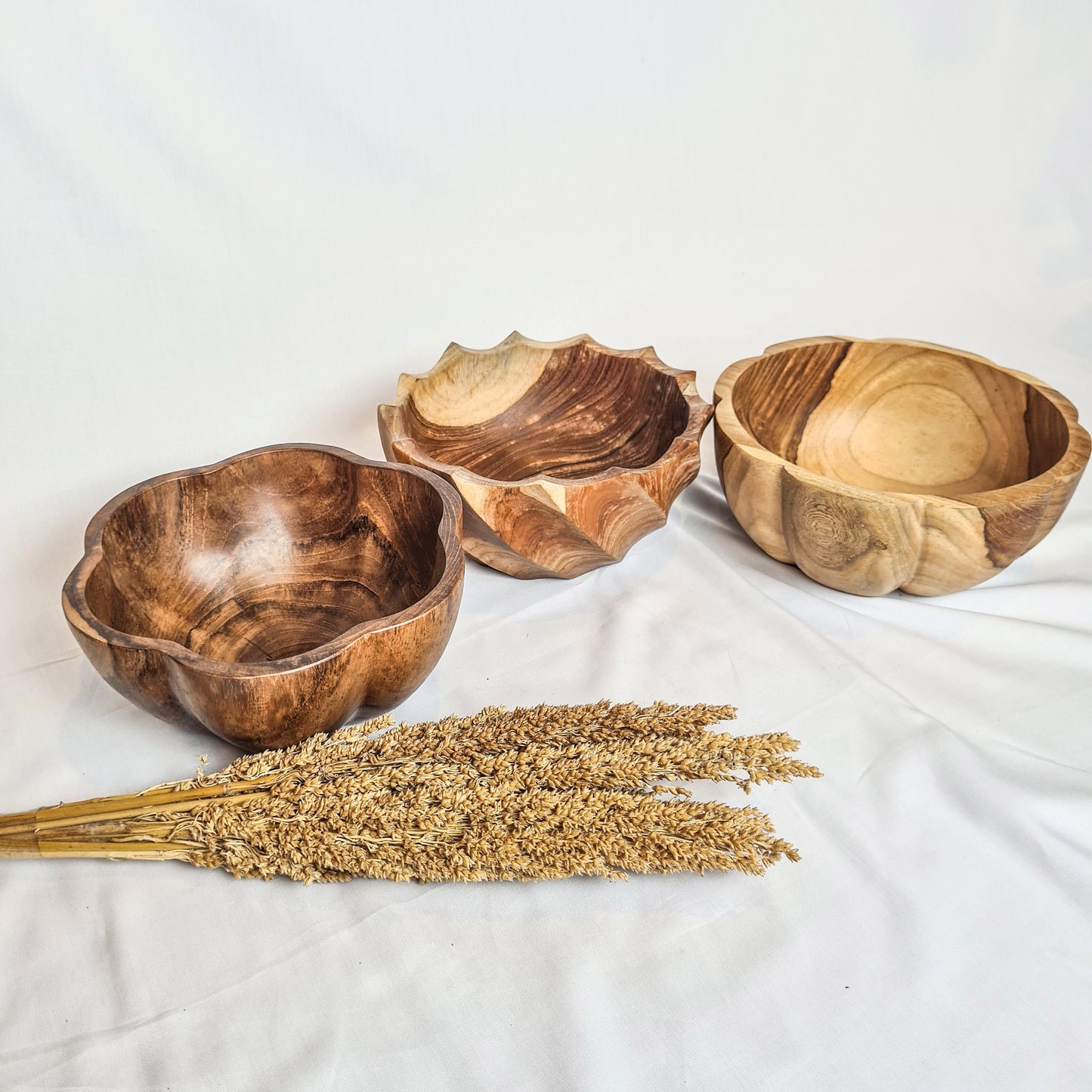 Teak wood bowls set 3 wooden bowl wood bowls eco tableware teak wood plate