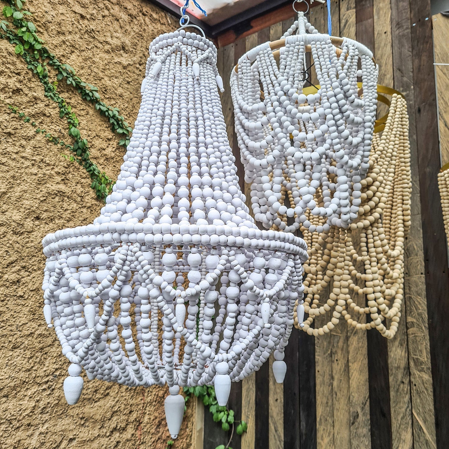 Wooden beaded chandelier beads lampshade pendant lamp bohemian lampshade wood beads lamp shade