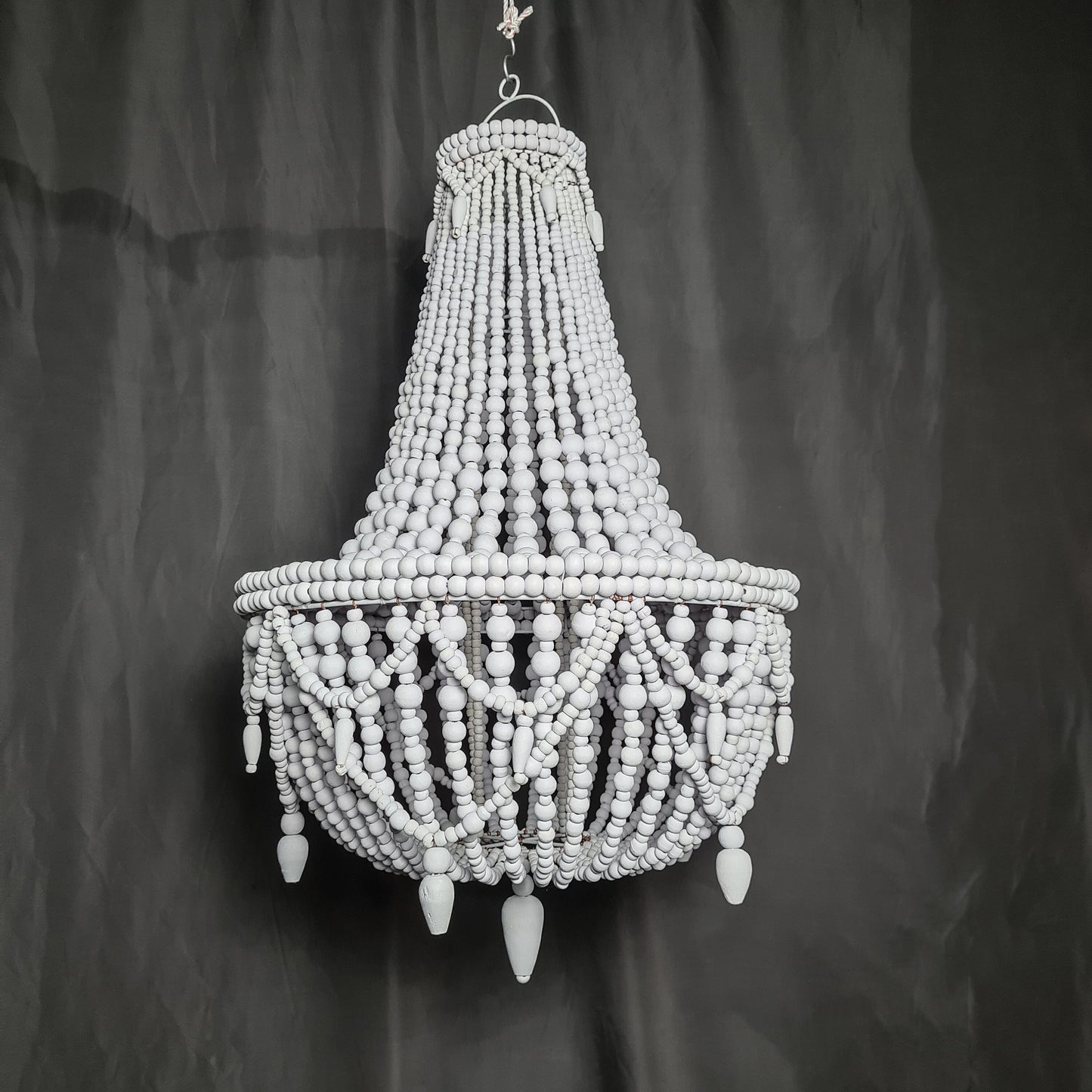 Wooden beaded chandelier beads lampshade pendant lamp shade bohemian white lampshade lighting
