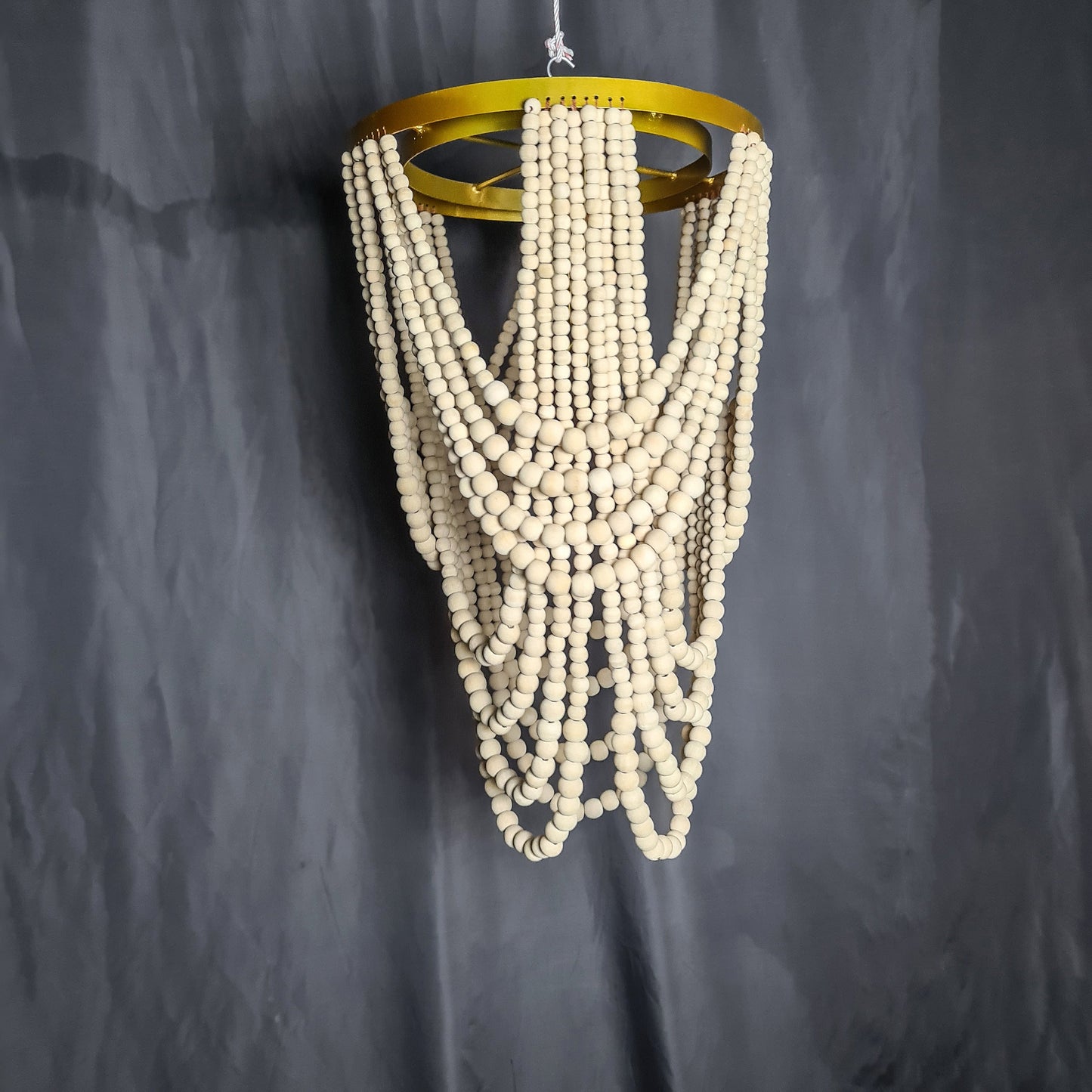 Wooden beads chandelier 40x70cm beaded pendant lampshade home bohemian lighting lamp shade
