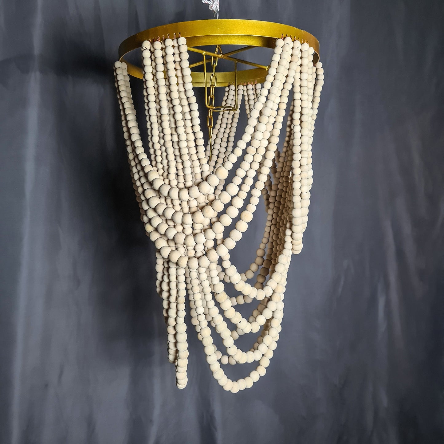 Wooden beads chandelier 40x70cm beaded pendant lampshade home bohemian lighting lamp shade