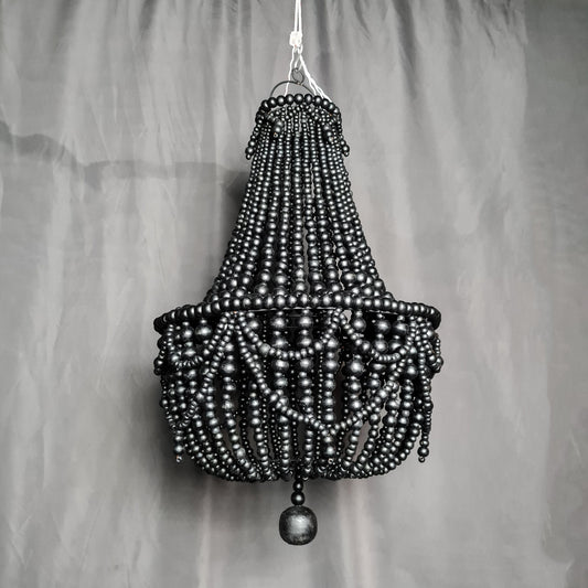Wooden beads chandelier 40x60 black beaded lampshade pendant lamp shade bohemian white chandelier