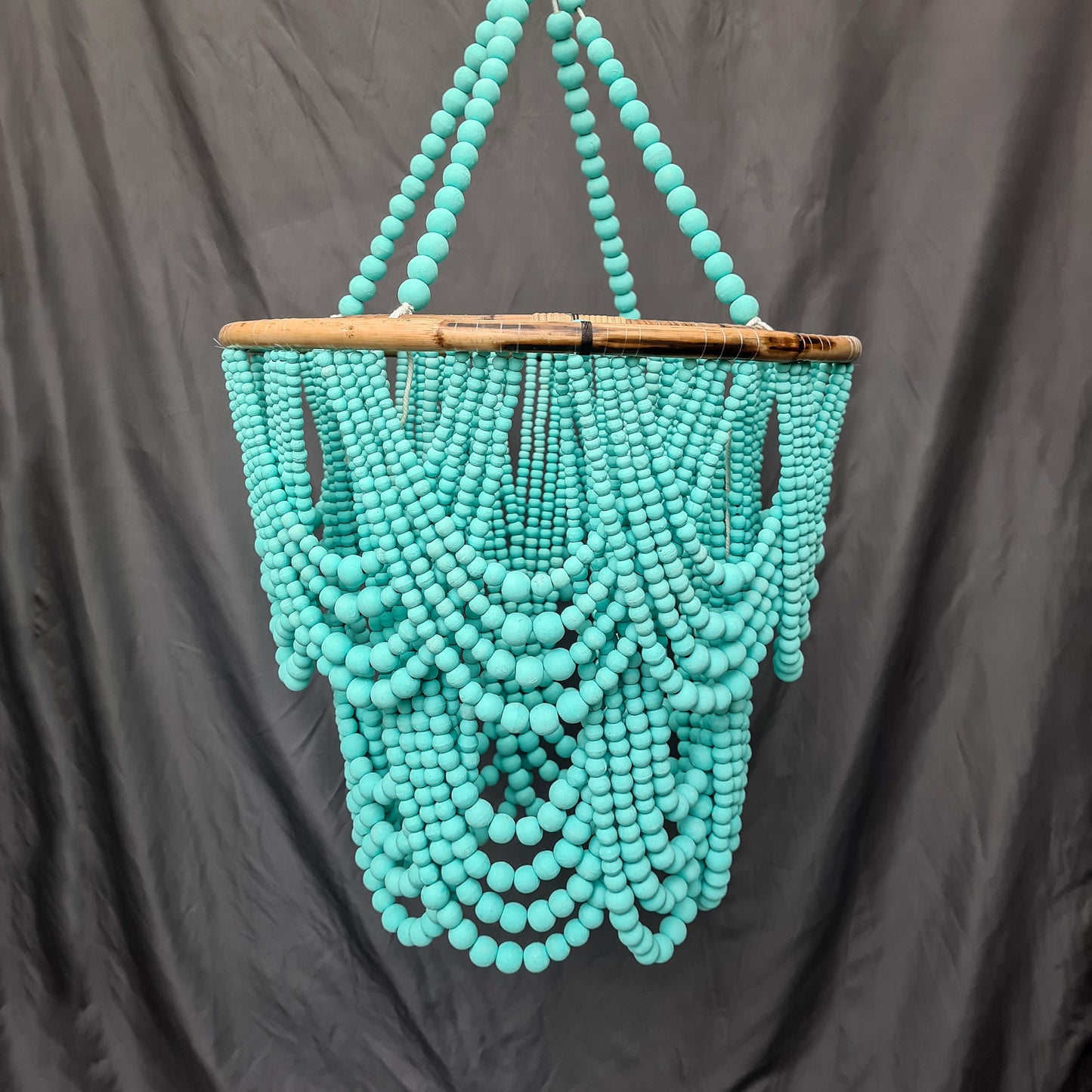 Wood beads lampshade 50x80, beaded lampshade, wooden lampshade, pendant chandelier, wooden chandelier, beaded chandelier wood lamp