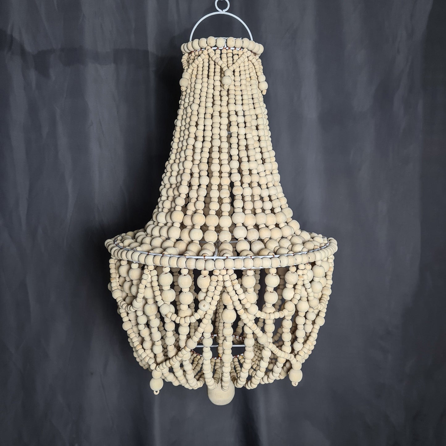 Wooden beads chandelier 40x60 clear natural beaded lampshade pendant lamp shade bohemian white chandelier
