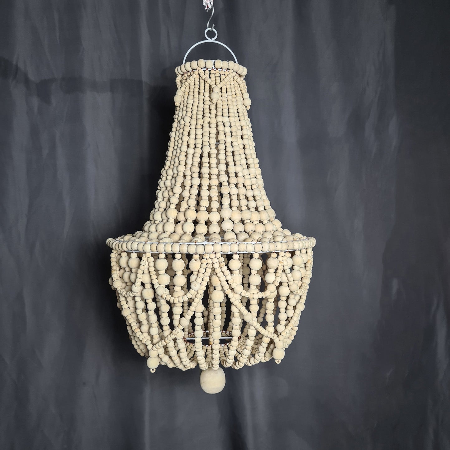 Wooden beads chandelier 40x60 clear natural beaded lampshade pendant lamp shade bohemian white chandelier