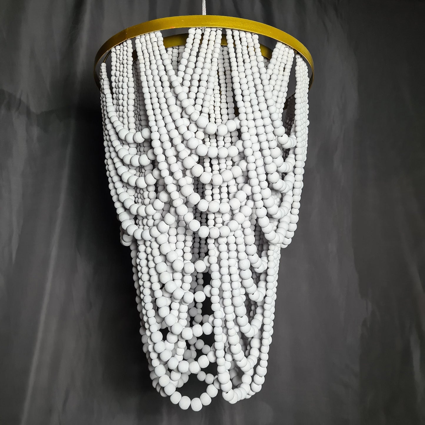 Wooden beads chandelier 50x70cm white beaded lampshade boho lamp shade wooden pendant lamp bohemian decor