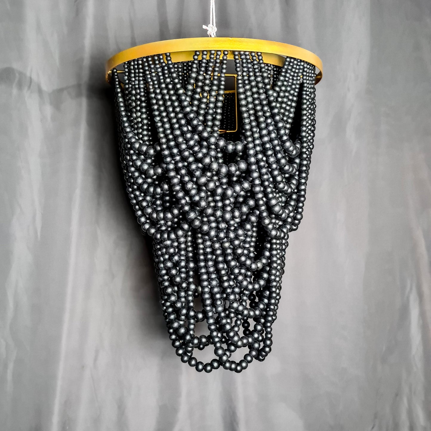 Wooden beads chandelier 50x70cm black color beaded lampshade boho lamp shade wooden pendant lamp bohemian decor