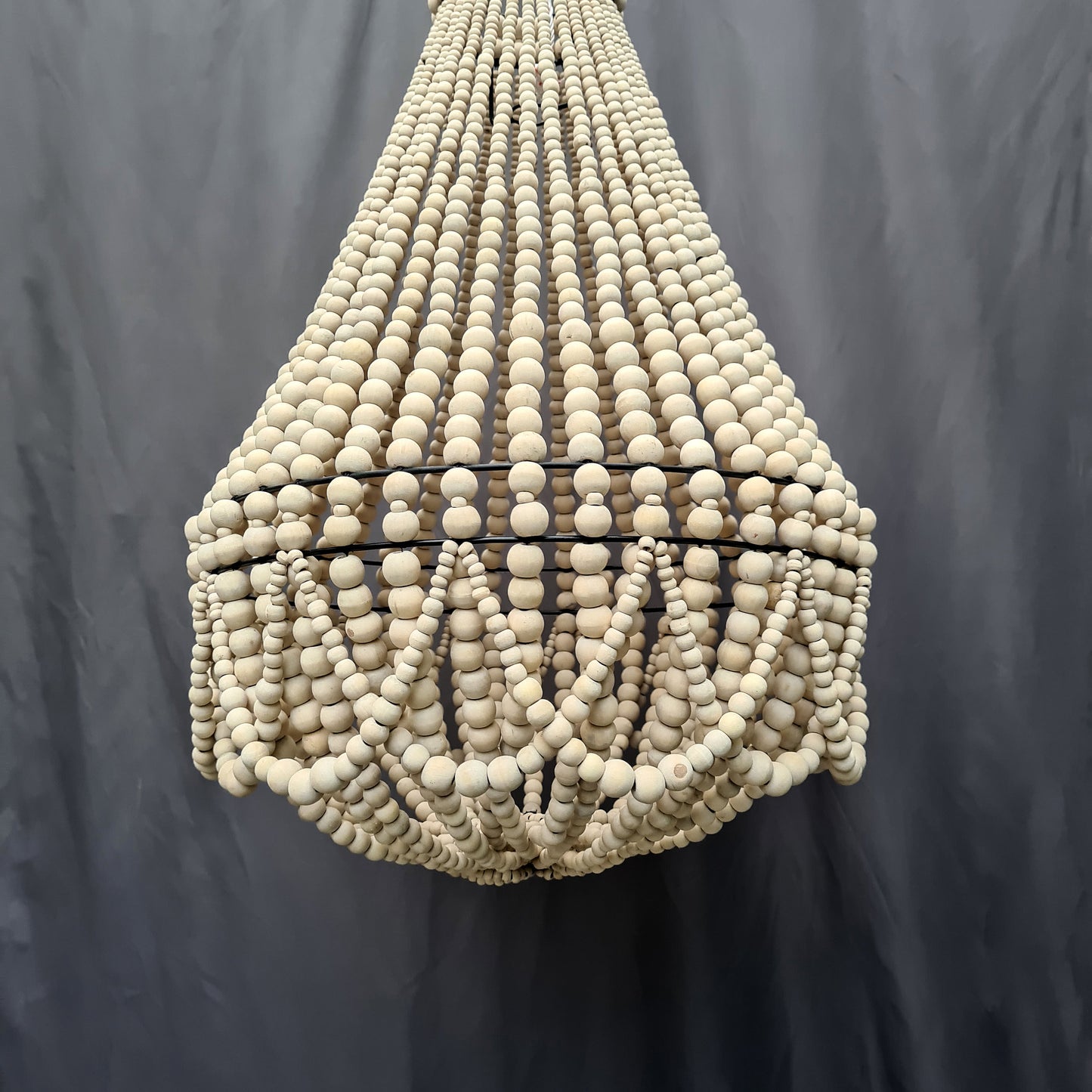 Beaded pendant lampshade 50x75, wood beads lampshade, wood chandelier, wood lamp, beaded chandelier, beaded lamp shade, natural color
