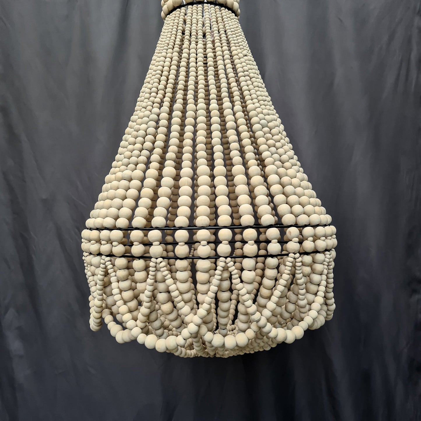 Beaded pendant lampshade 50x75, wood beads lampshade, wood chandelier, wood lamp, beaded chandelier, beaded lamp shade, natural color